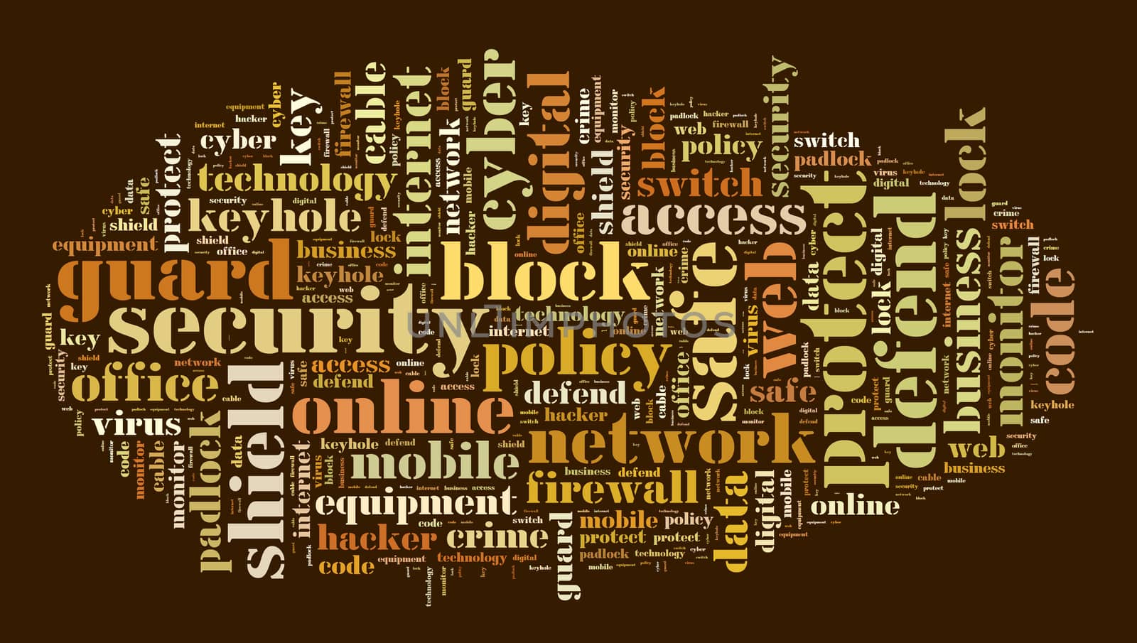 Security word cloud illustration concept over dark background