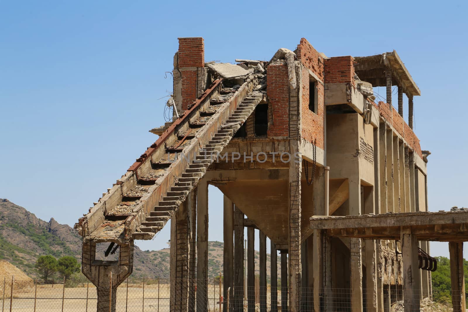 Old buildings of an abandoned mine in Sardinia, Guspini, Montevecchio