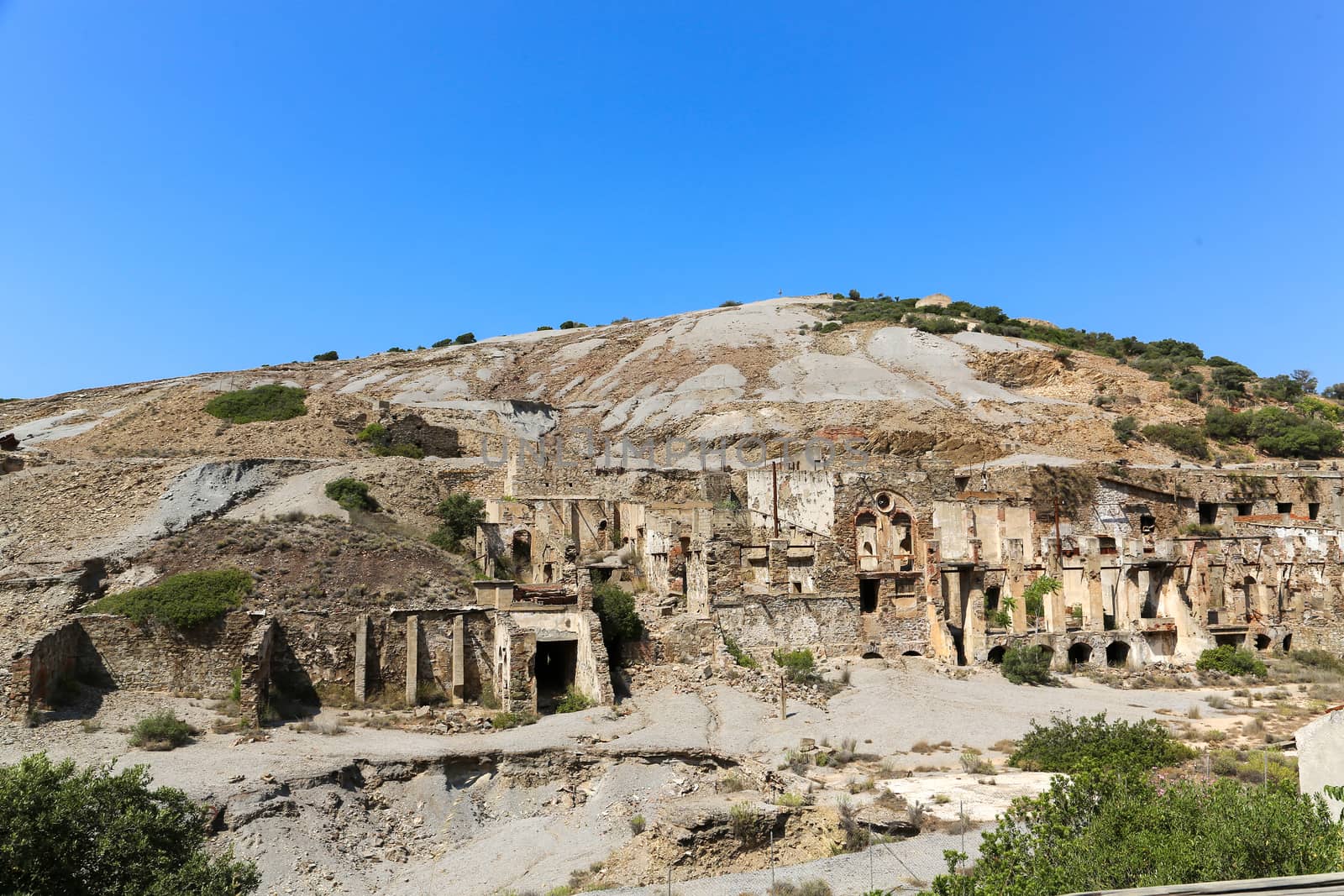 Old buildings of an abandoned mine in Sardinia, Guspini, Montevecchio