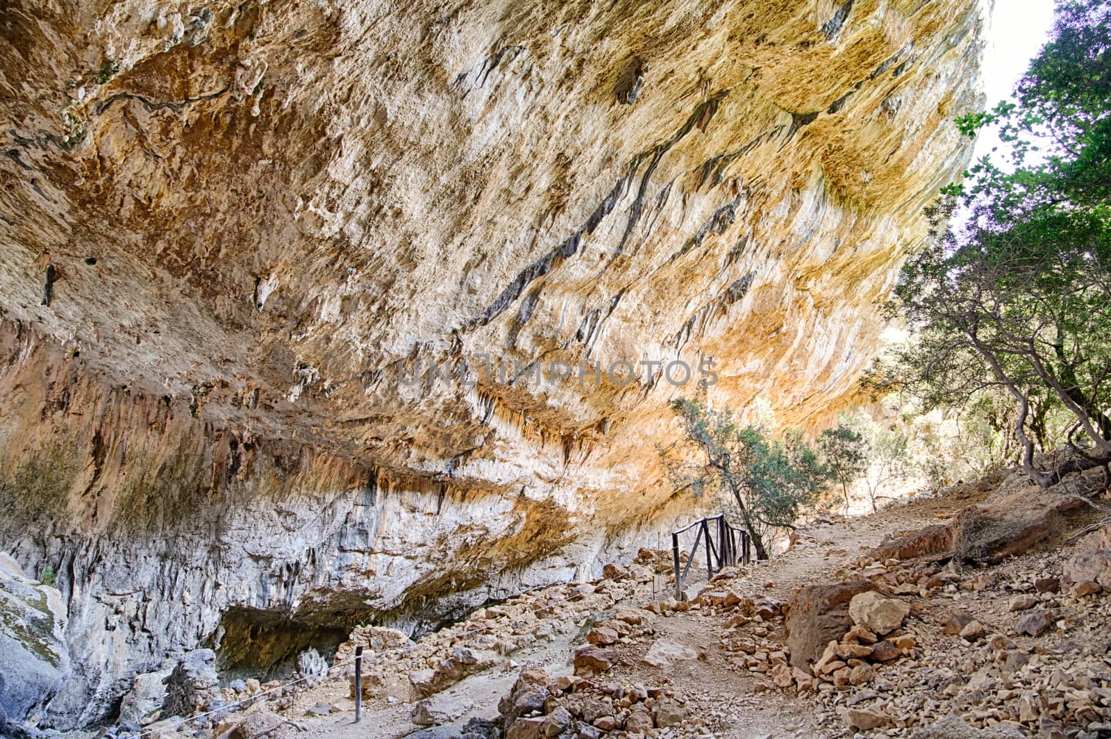 Archaeological site of Tiscali nuragic village in Dorgali, Sardinia, Italy