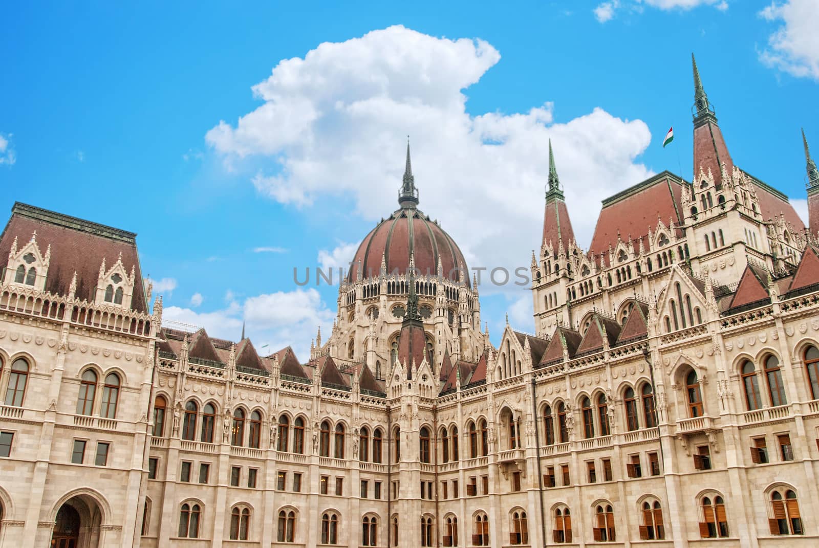 Hungarian Parliament Building on the bank of the Danube in Budapest