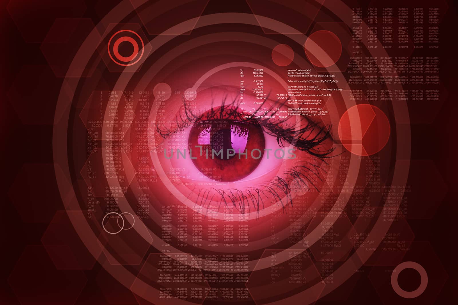 Abstract red background with human eye by cherezoff