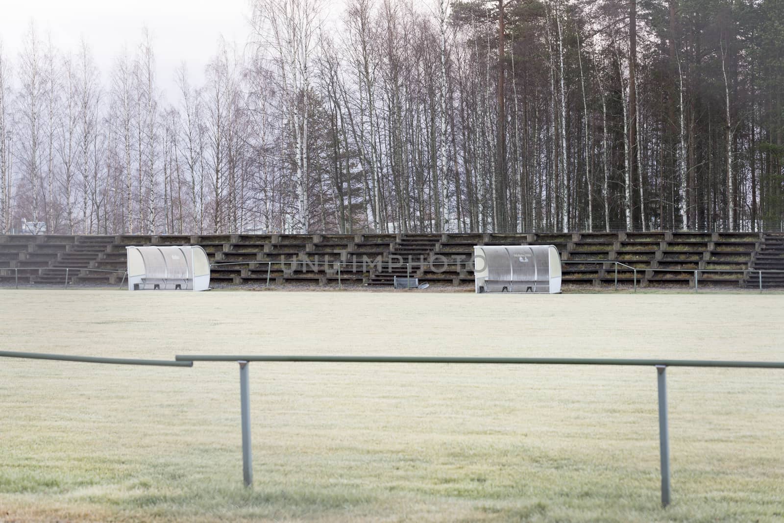 Soccer Pitch Substitution Booths in late autumn.