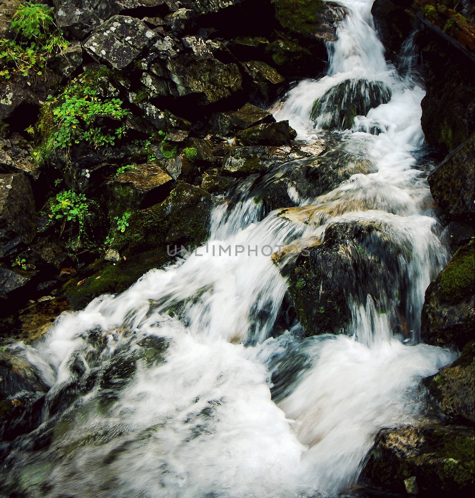 nature fall background steep mountain stream