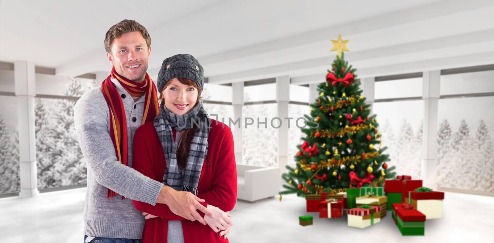 Composite image of couple holding and smiling together by Wavebreakmedia