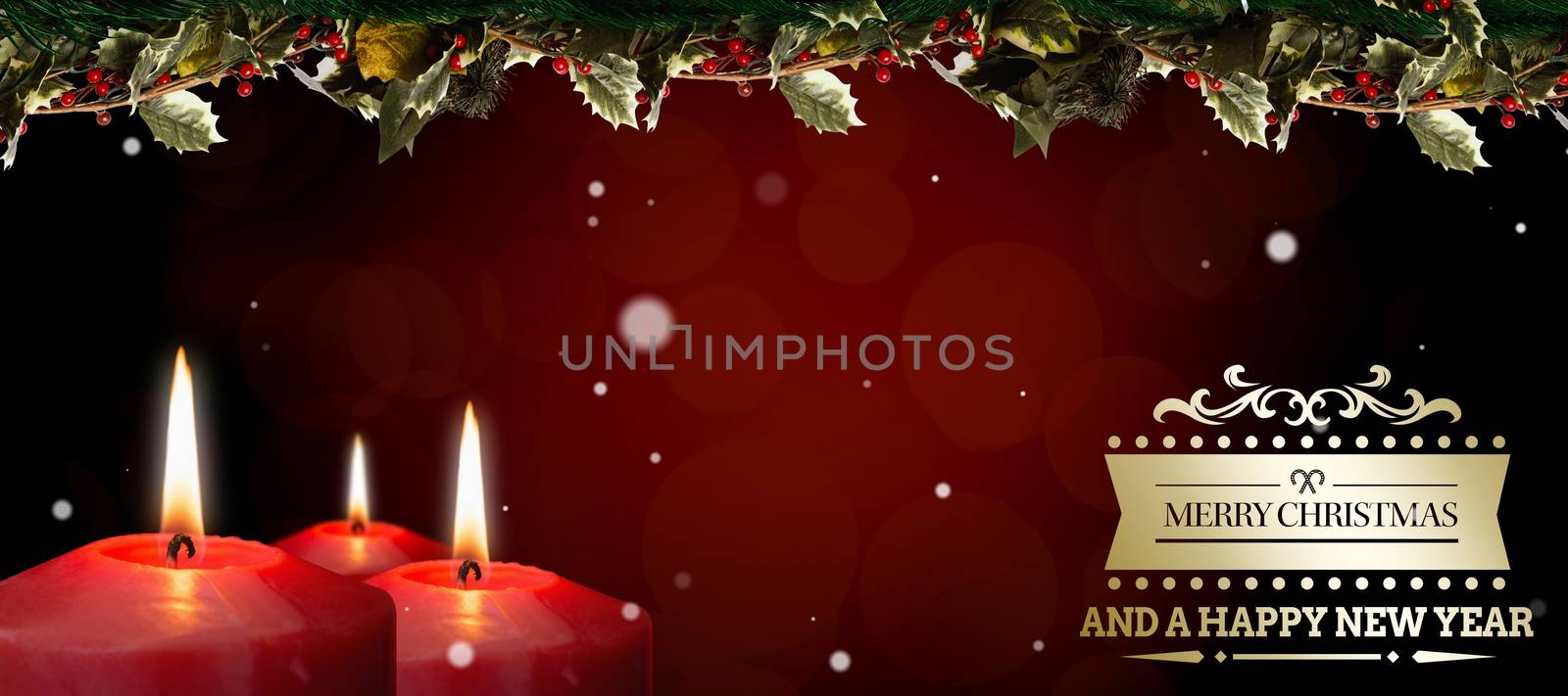 Christmas greeting  against grey abstract light spot design
