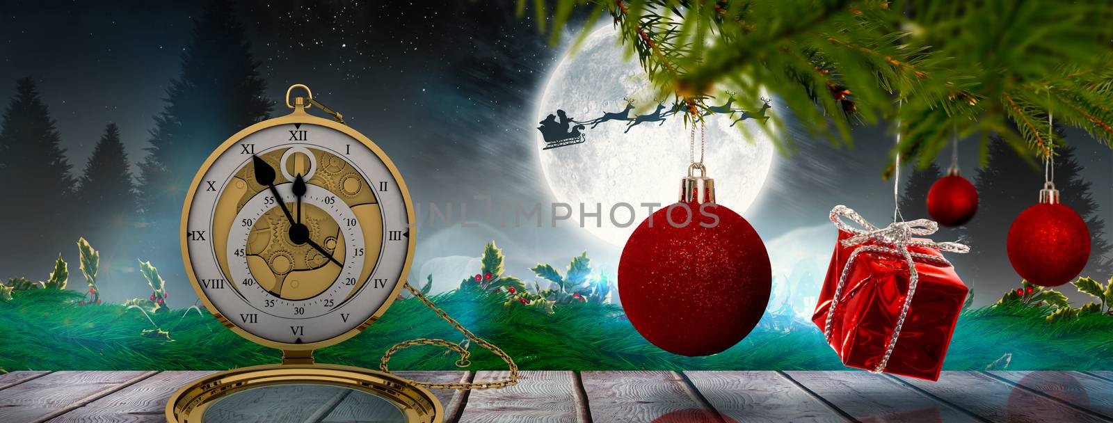 Composite image of decorations on tree by Wavebreakmedia