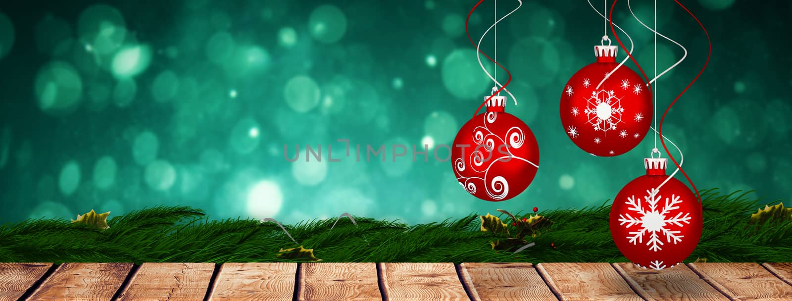 Composite image of digital hanging christmas bauble decoration  by Wavebreakmedia