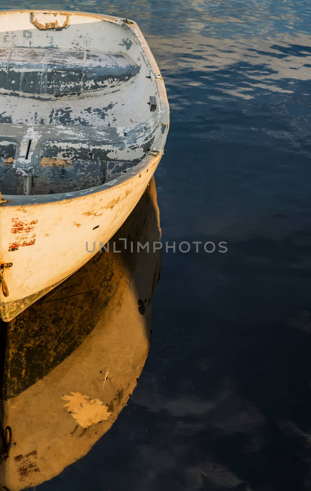 a small boat on the oceanic coast in Maine, USA