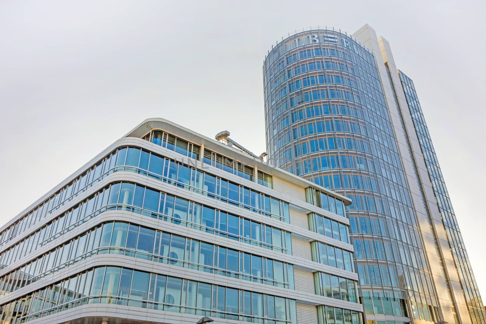 Stuttgart, Germany - November 1, 2013: LBBW (Regional State Bank of Baden-Wurttemberg) building Stuttgart - modern building with glass facade at square Pariser Platz.