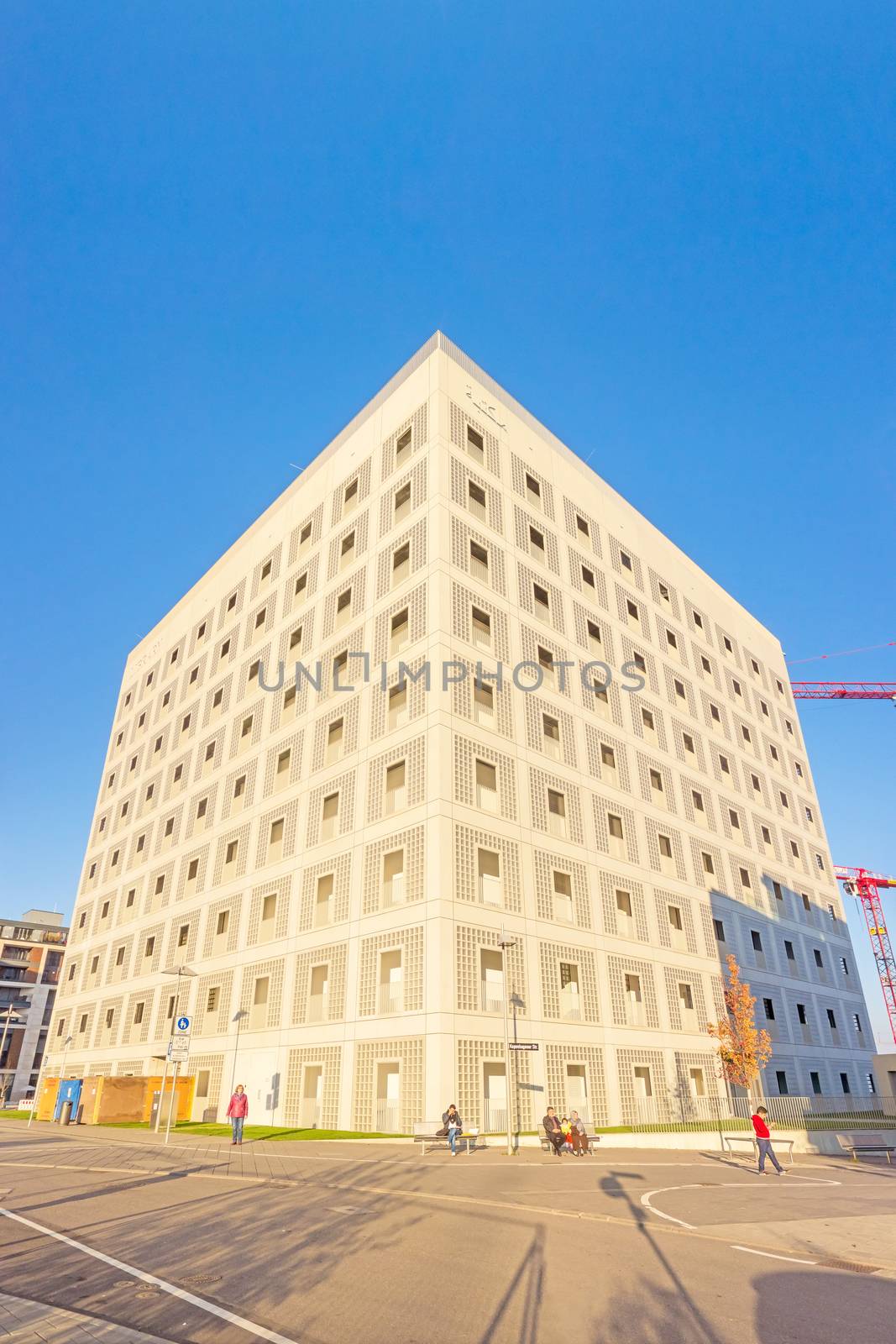 Stuttgart, Germany - November 1, 2013: The new municipal public library of Stuttgart, Germany - exterior view. It provides more than 500,000 books. It is designed by Eun Young Yi.