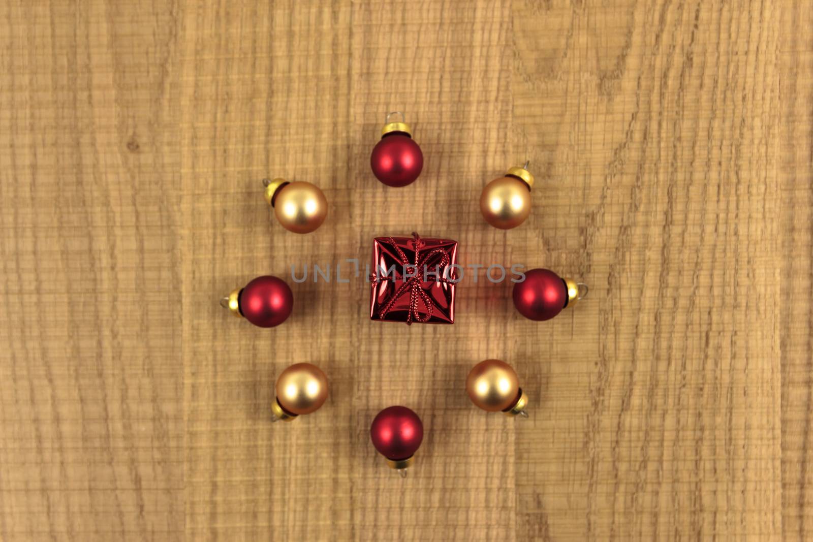 Christmas ornaments red and gold with space to write