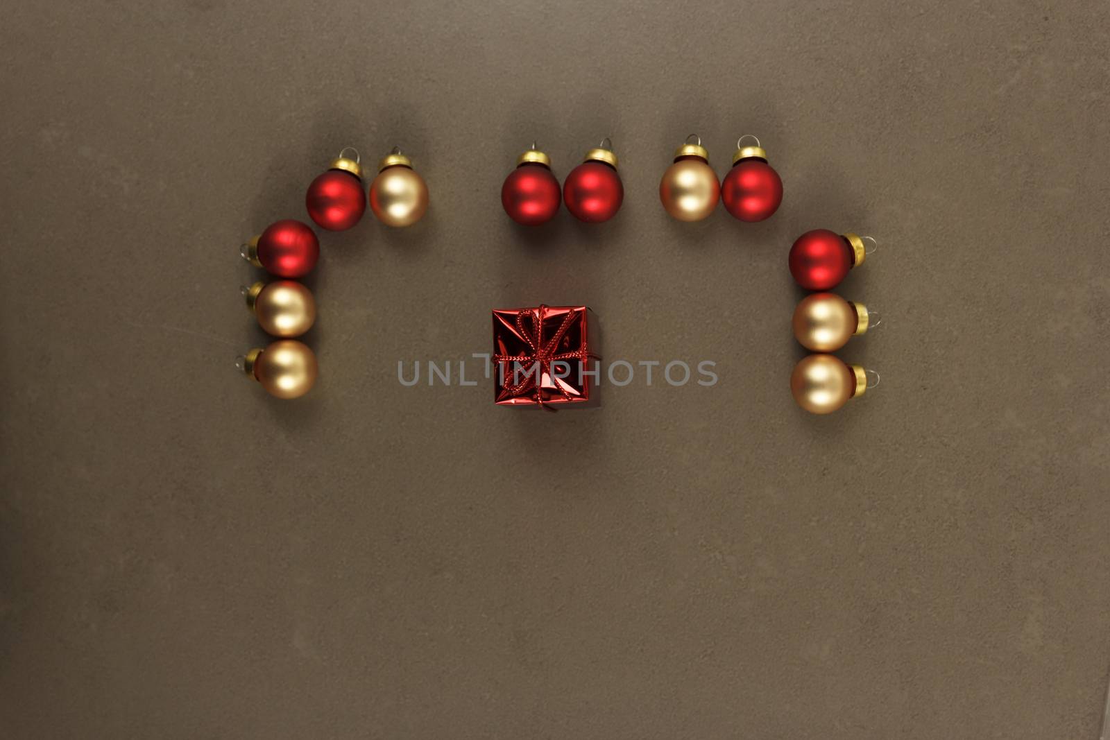 Christmas ornaments red and gold with space to write