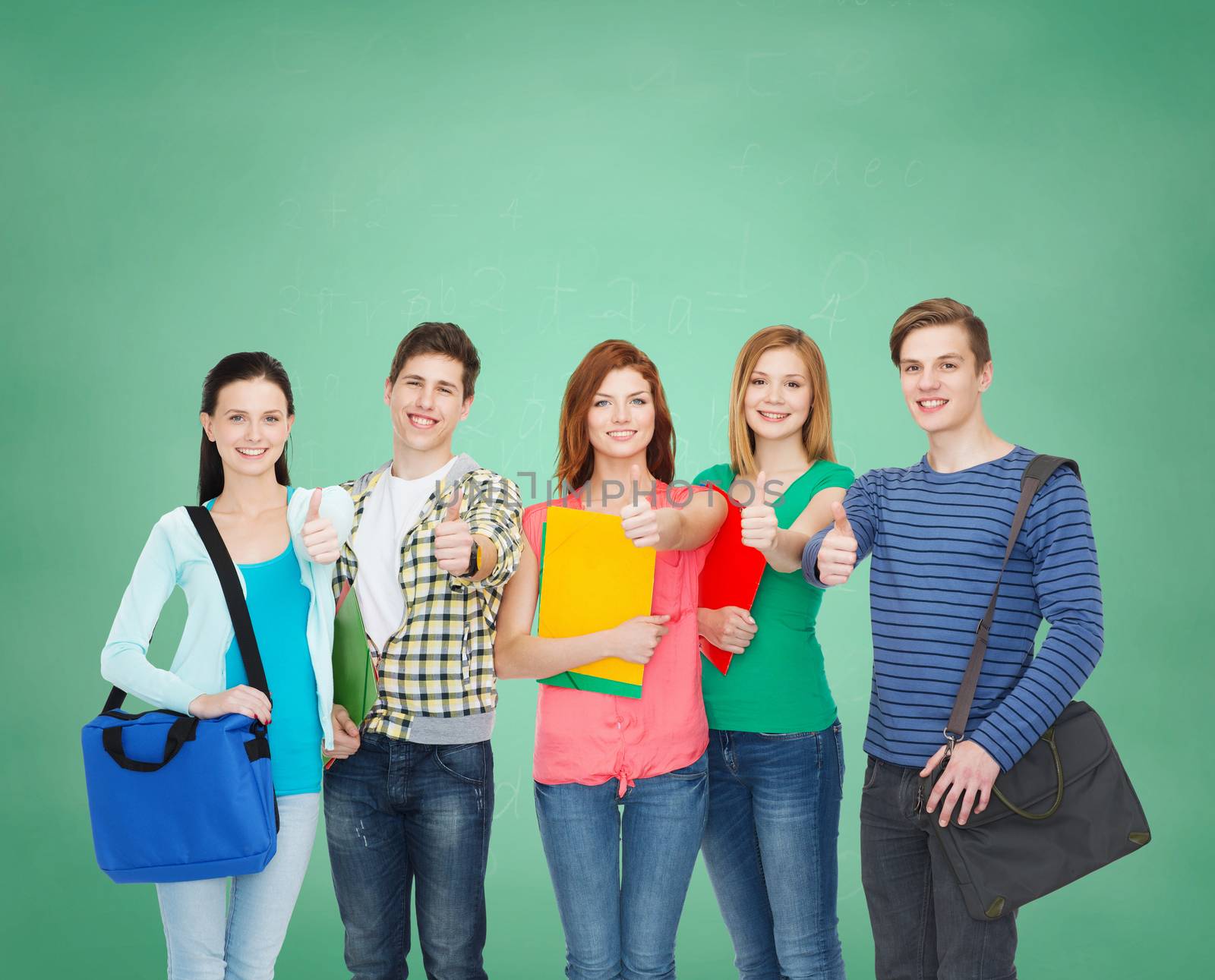 education and people concept - group of smiling students standing