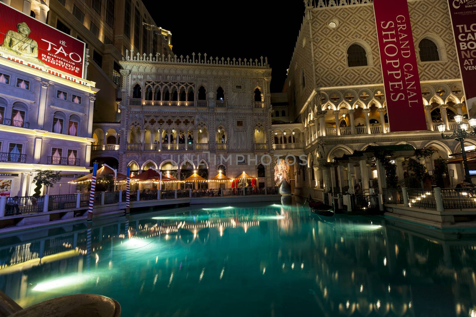 LAS VEGAS USA JULY 7 2015: The Venetian Resort Hotel & Casino The resort opened on May 3, 1999 with flutter of white doves, sounding trumpets, singing gondoliers and actress Sophia Loren.