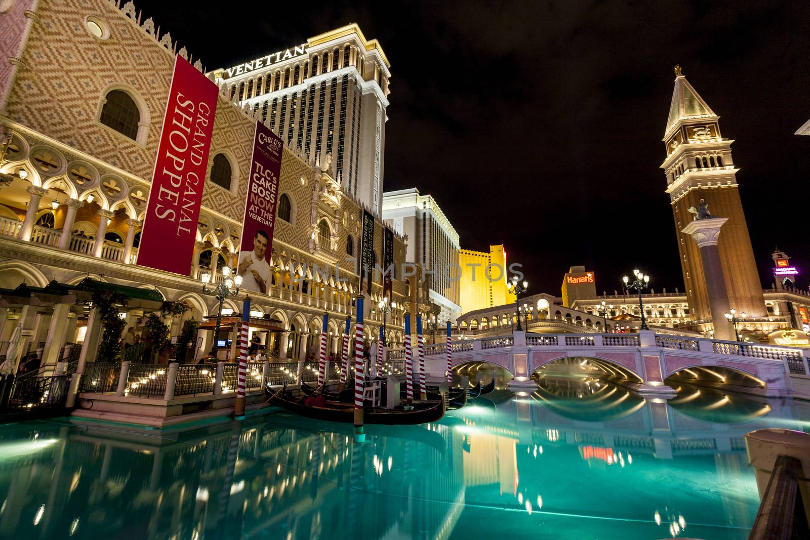 LAS VEGAS USA JULY 7 2015: The Venetian Resort Hotel & Casino The resort opened on May 3, 1999 with flutter of white doves, sounding trumpets, singing gondoliers and actress Sophia Loren.