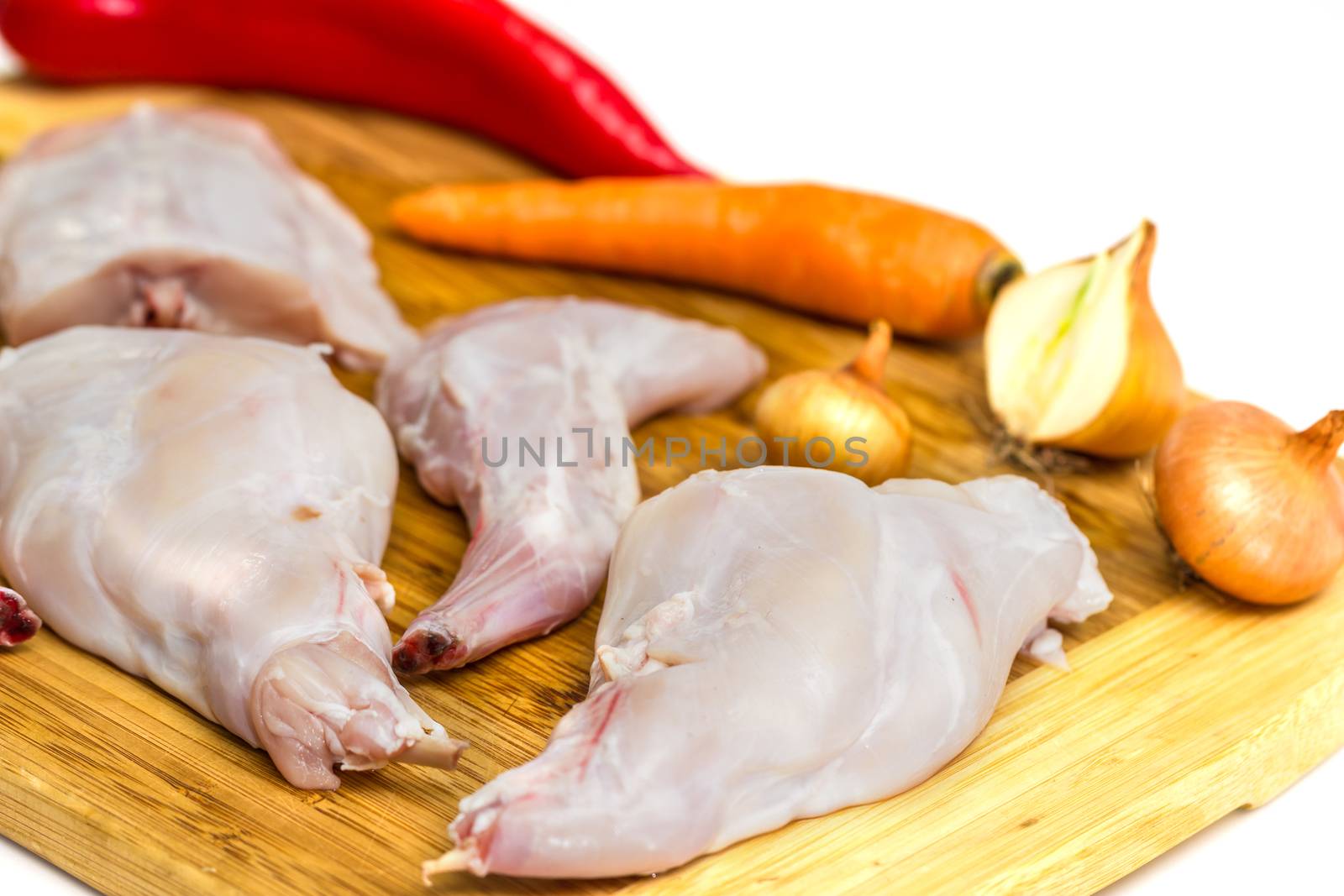 Raw rabbit with black pepper and allspice