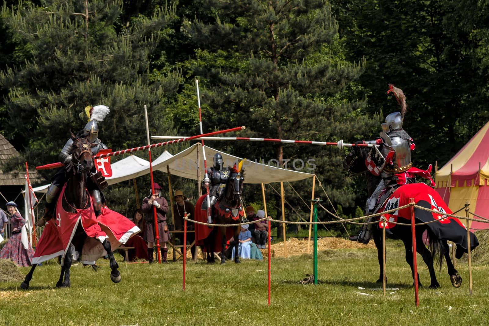 CHORZOW,POLAND, JUNE 9: Medieval knights jousting during a IV Co by Attila