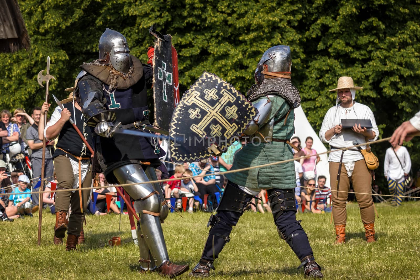 CHORZOW,POLAND, JUNE 9: Fight of medieval knights during a IV Co by Attila