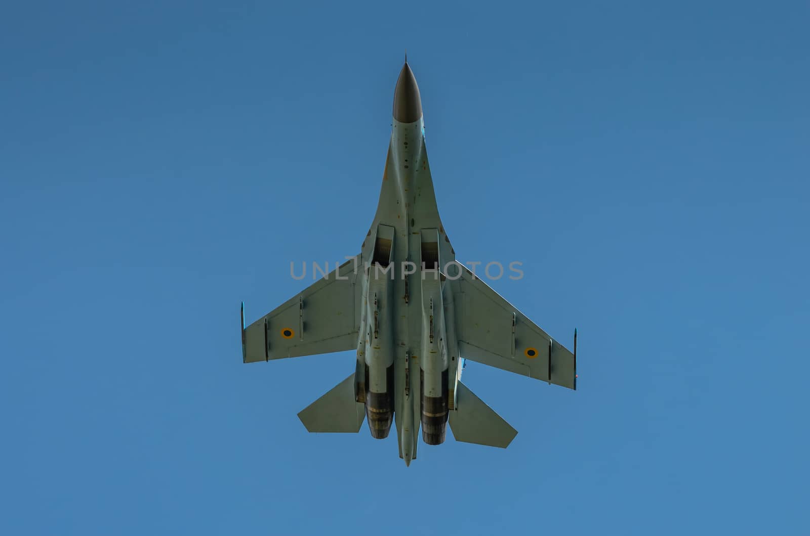 Ukrainian SU-27 display during Air Show 2013 event on August 25, 2013 in Radom, Poland