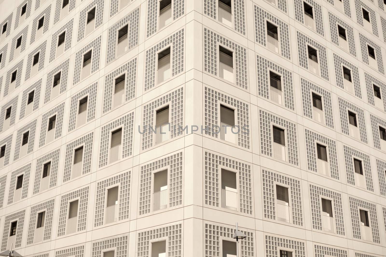 Stuttgart, Germany - November 1, 2013: The new municipal public library of Stuttgart, Germany - detail view of facade. It provides more than 500,000 books. It is designed by Eun Young Yi.