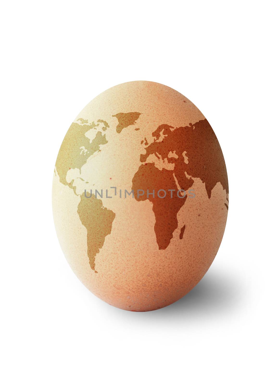 Atlas map egg over a white background
