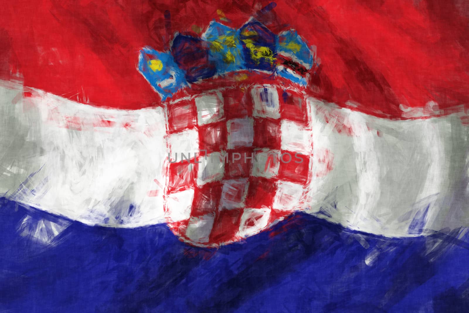 Flag of Croatia abstract painting background by Attila