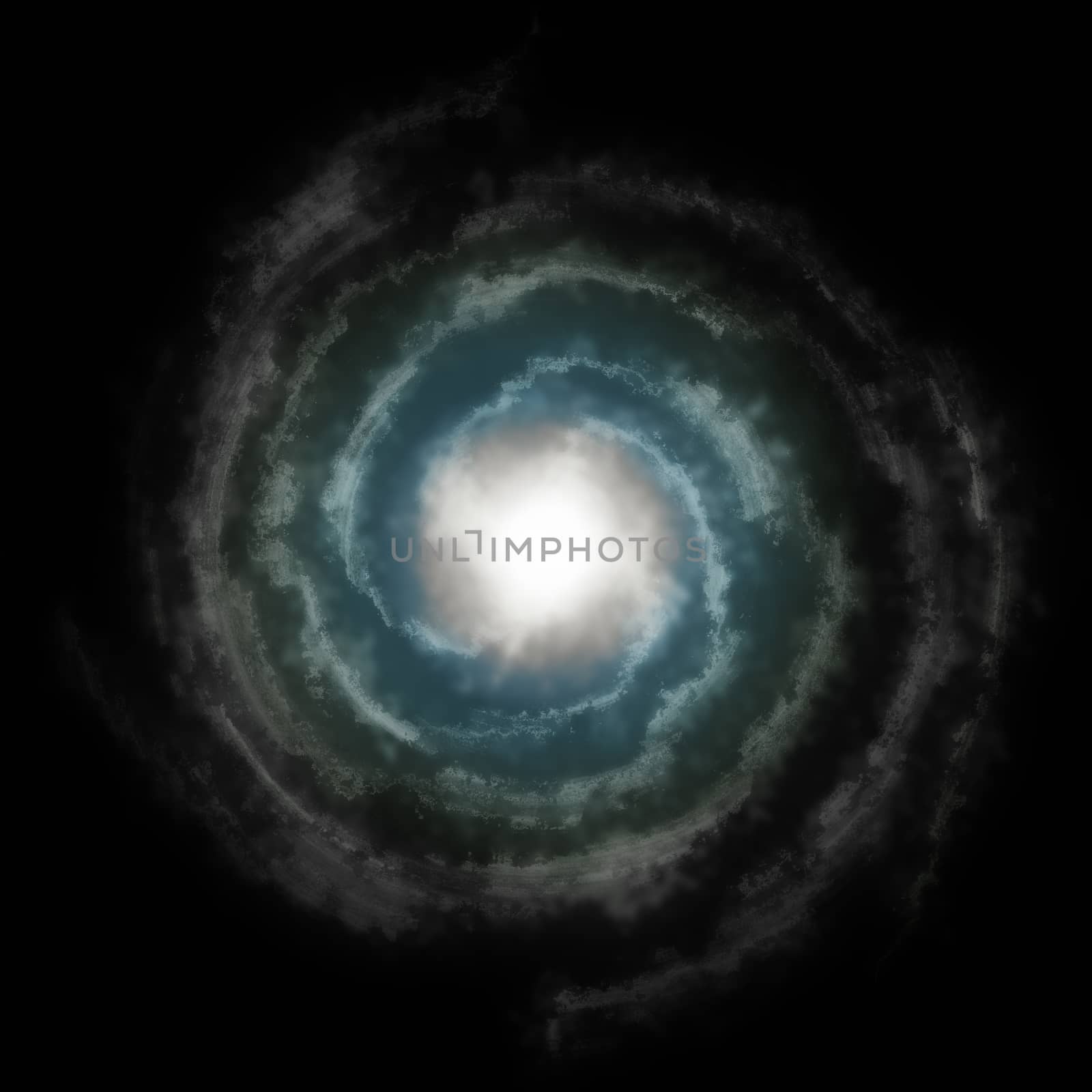 Blue spiral galaxy against black space in deep outer space