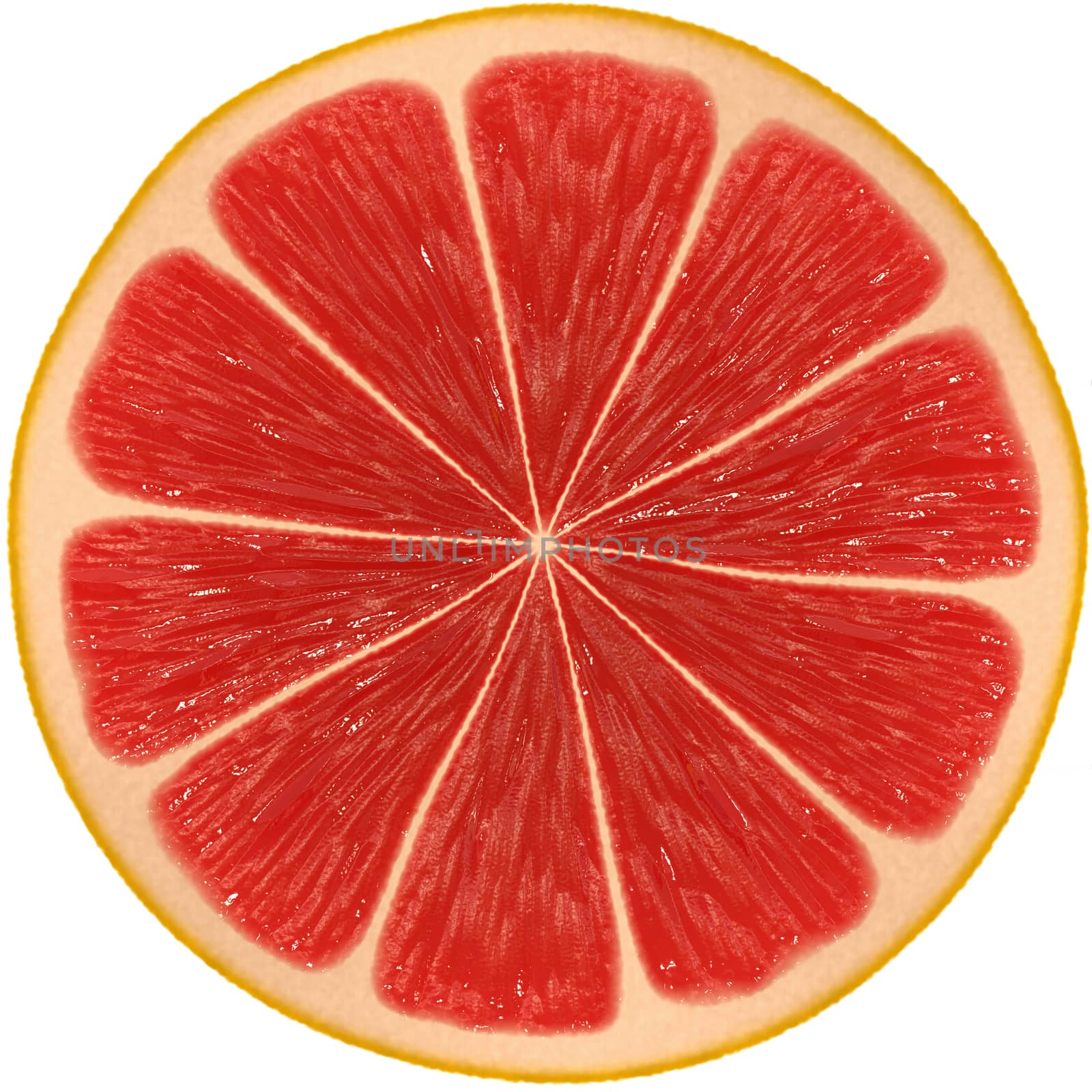 Slice of grapefruit isolated on white background by Attila
