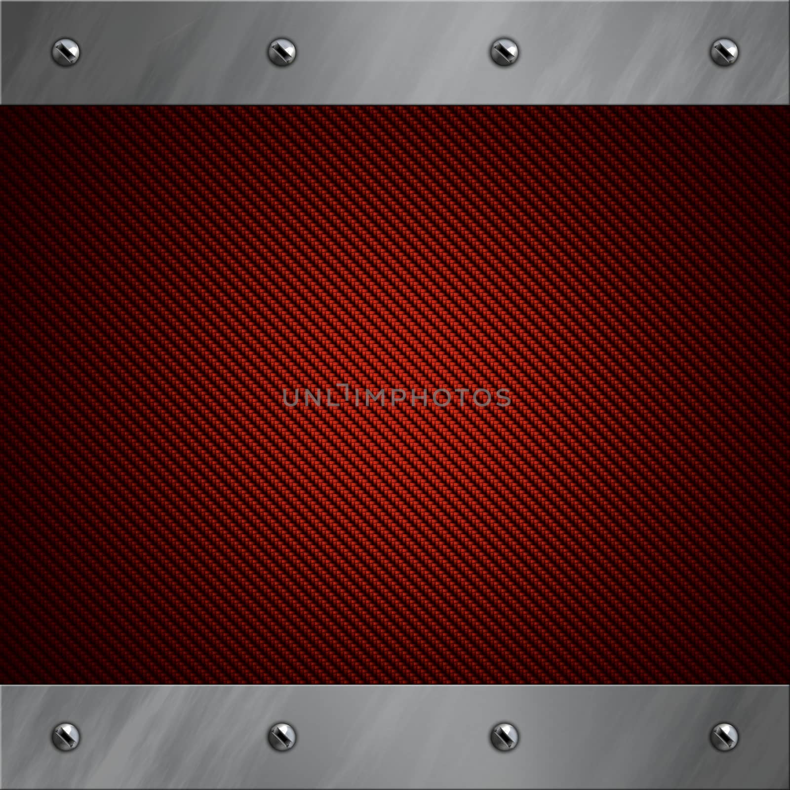 Brushed aluminum frame bolted to a red carbon fiber background by Attila