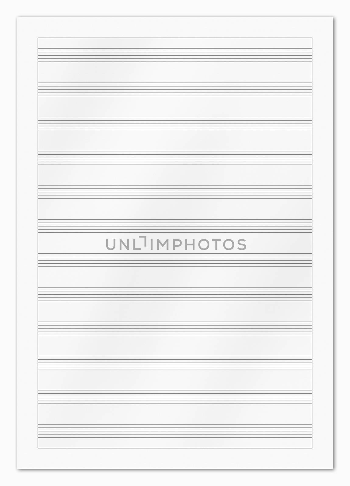 Blank music paper isolated on white