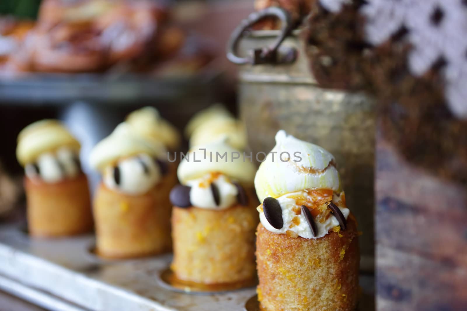 A delicious array of scrumptious cakes and pastries on display at The Grounds Cafe