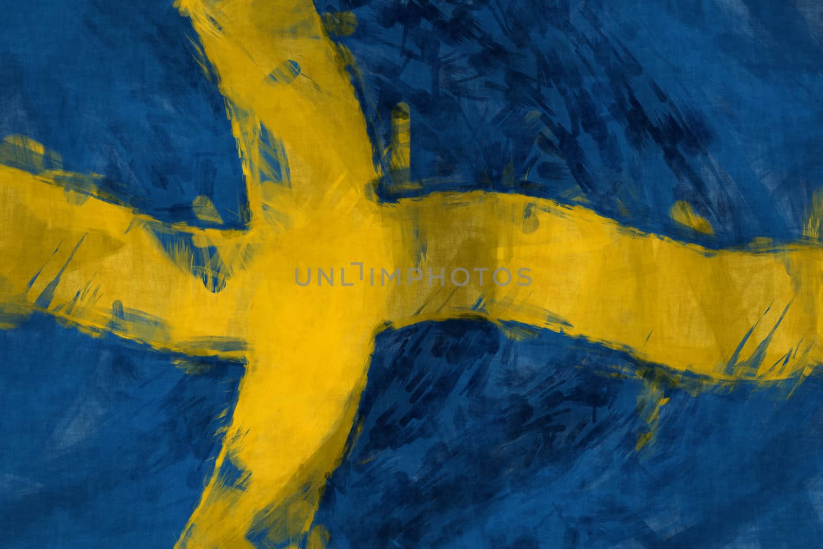 Flag of Sweeden abstract painting background by Attila