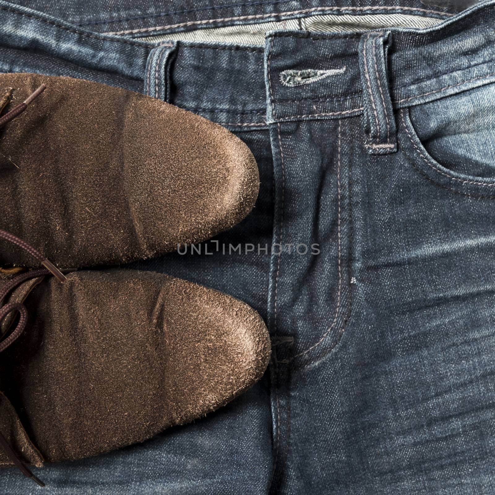 leather shoes on jean pant