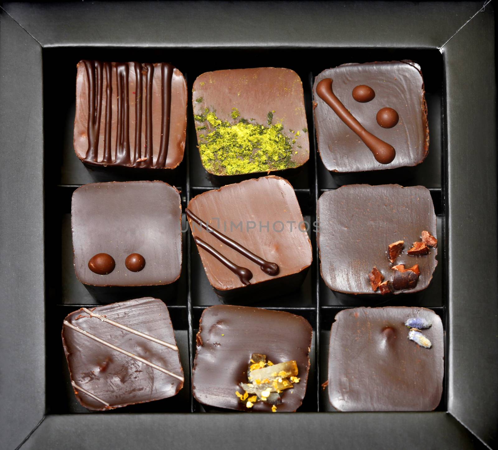 Chocolate candies in a box