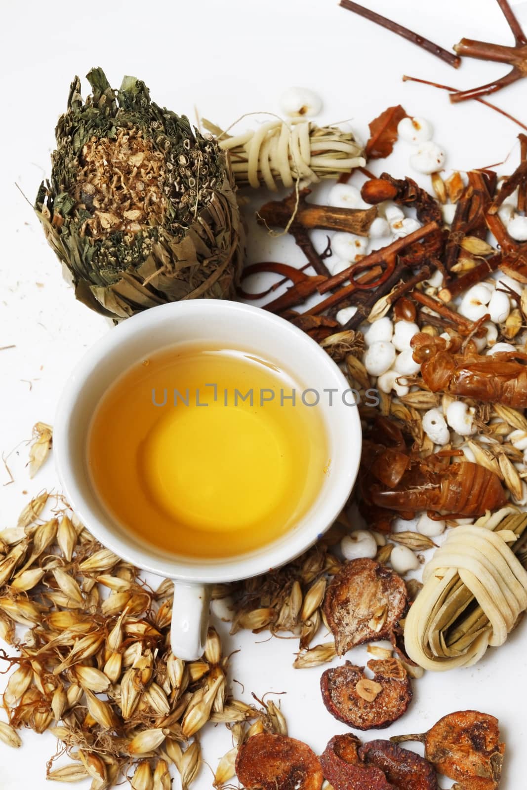 Ingredients for Asian tonic drink with exotic details