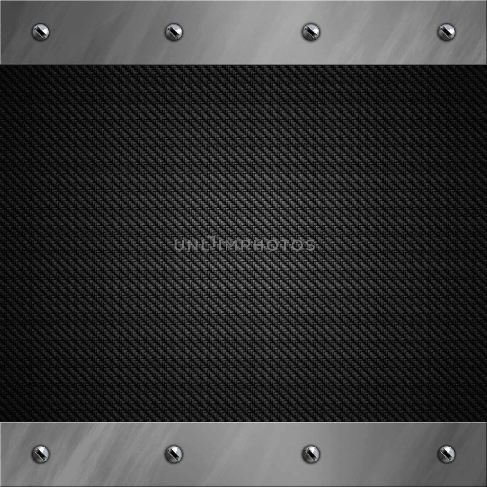 Brushed aluminum frame bolted to a carbon fiber background by Attila