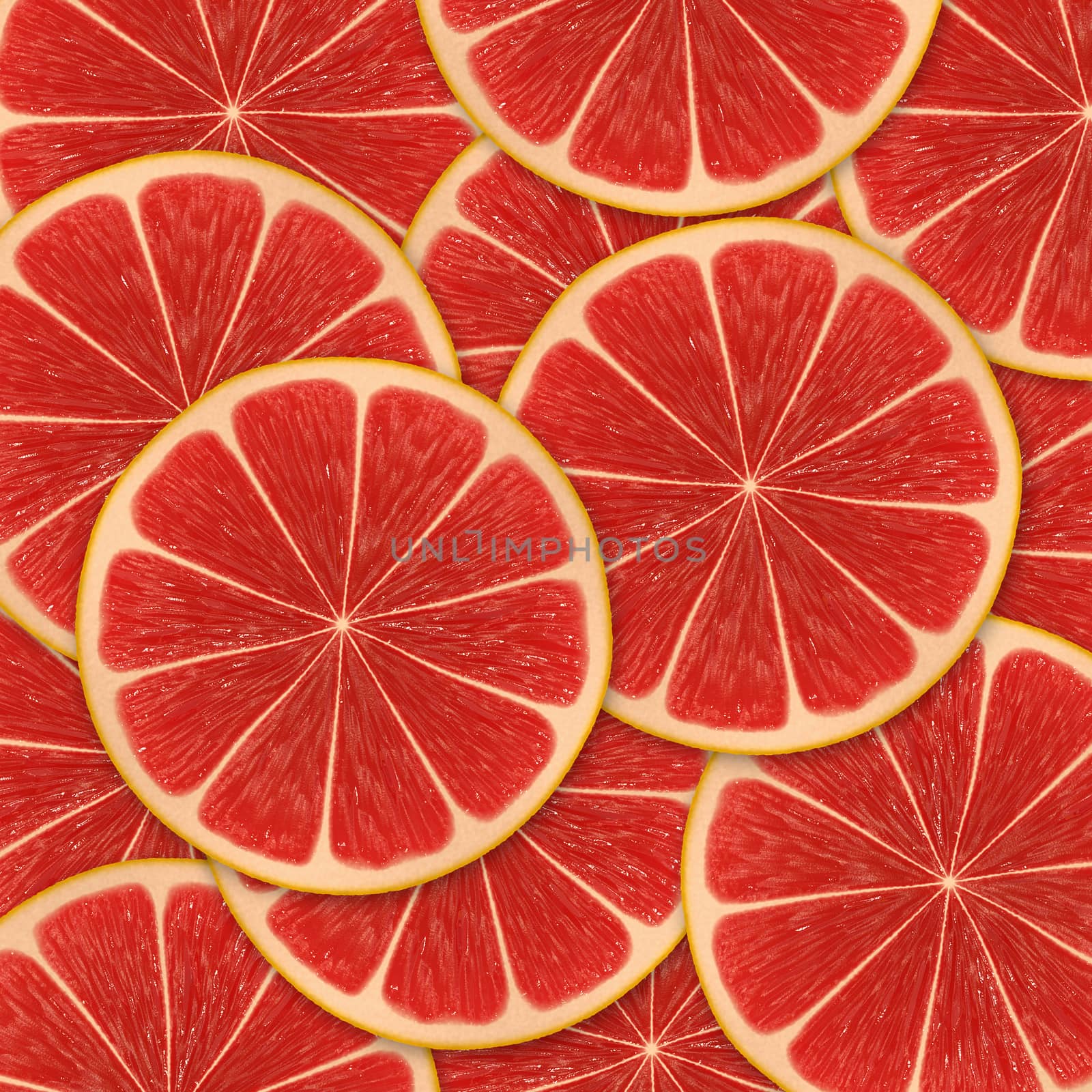 Red background with citrus-fruit of grapefruit slices by Attila