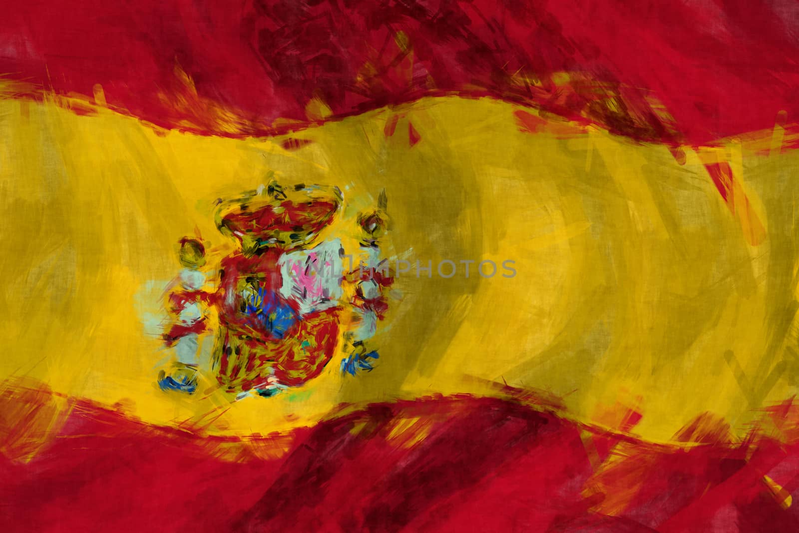 Flag of Spain abstract painting background by Attila
