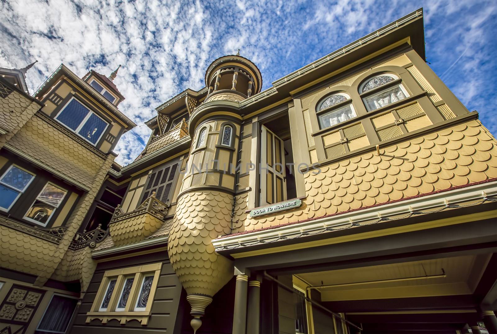 SAN JOSE; SANTA CLARA COUNTY; CALIFORNIA; USA - SEPTEMBER 25; The door to nowhere, a famous oddity at the Winchester Mystery House; on September 25; 2015 in San Jose; California; USA.