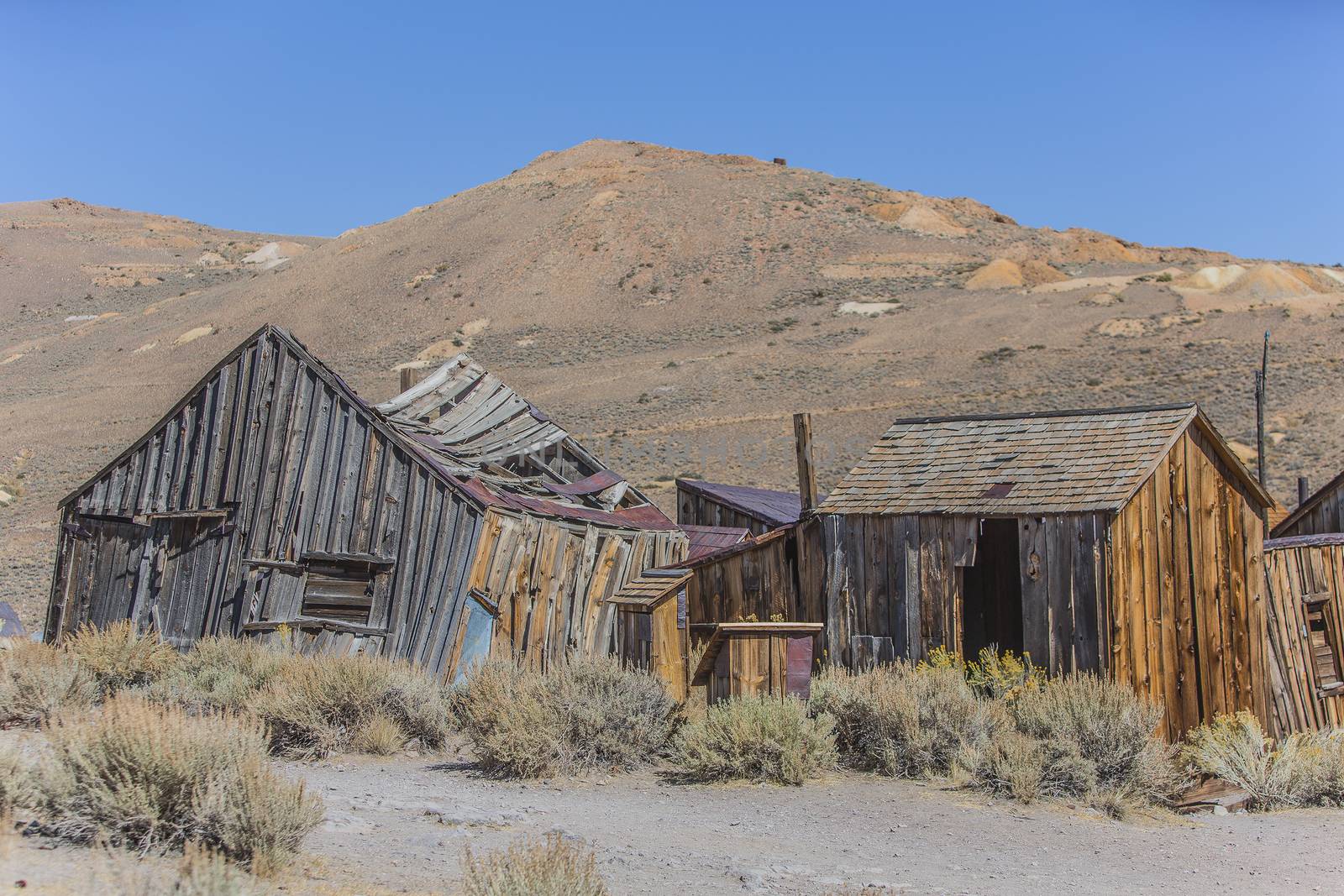 Ghost town home ruins at Bodie in California