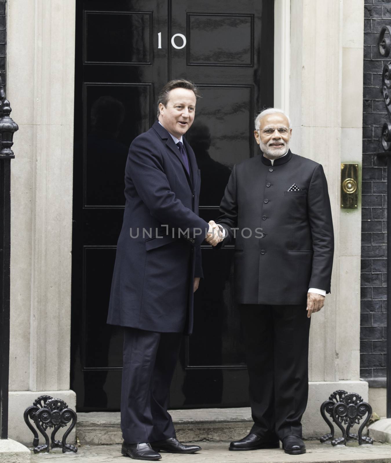 UK, London: Indian Prime Minister Narendra Modi shakes hands with British Prime Minister David Cameron at 10 Downing Street in London on November 12, 2015. Modi's three-day visit marks the first by an Indian Prime Minister in more than a decade.