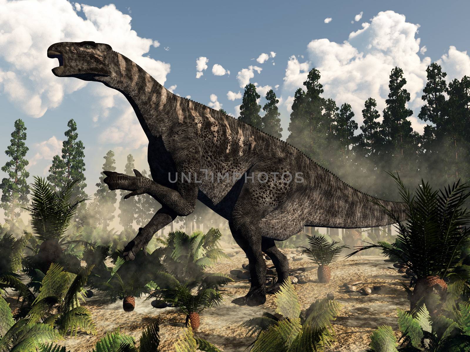 Iguanodon roaring - 3D render by Elenaphotos21