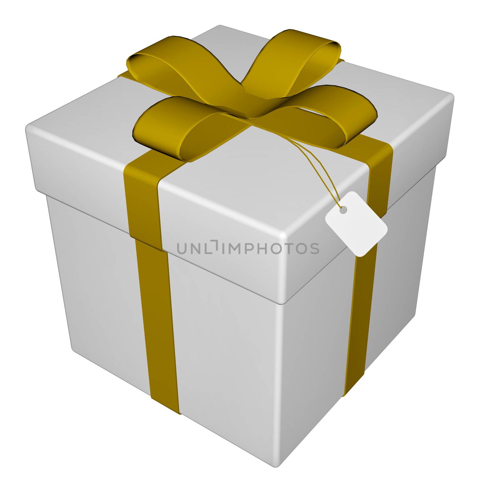 Gift with gold ribbon isolated in white background - 3D render