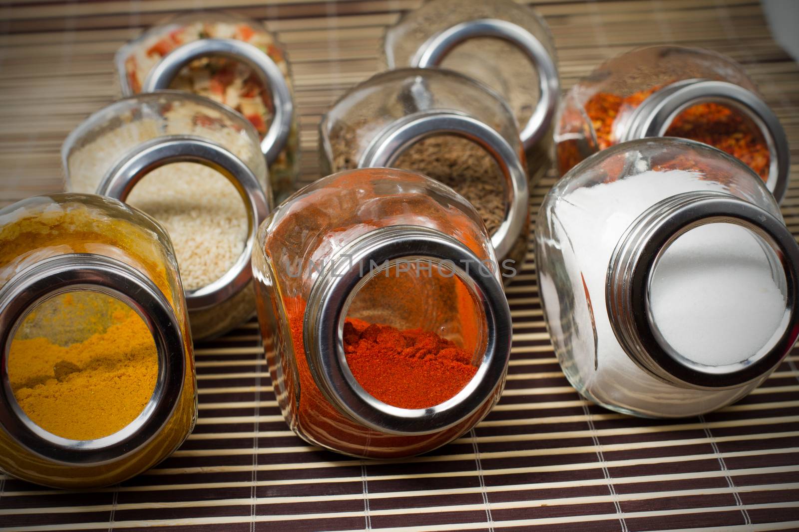 Mixed Indian spices in jars