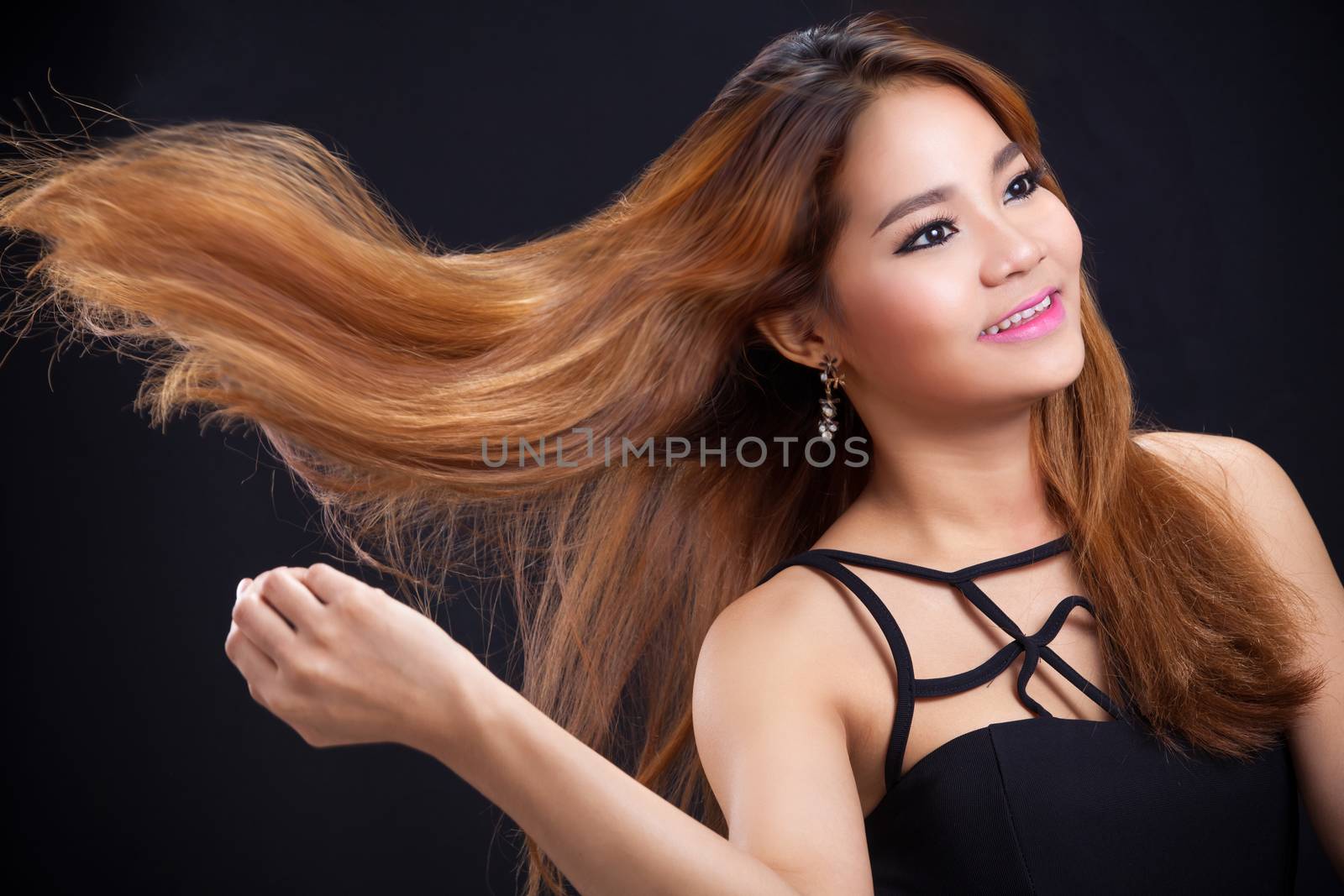 Portrait of young Asian girl - shake, show hair