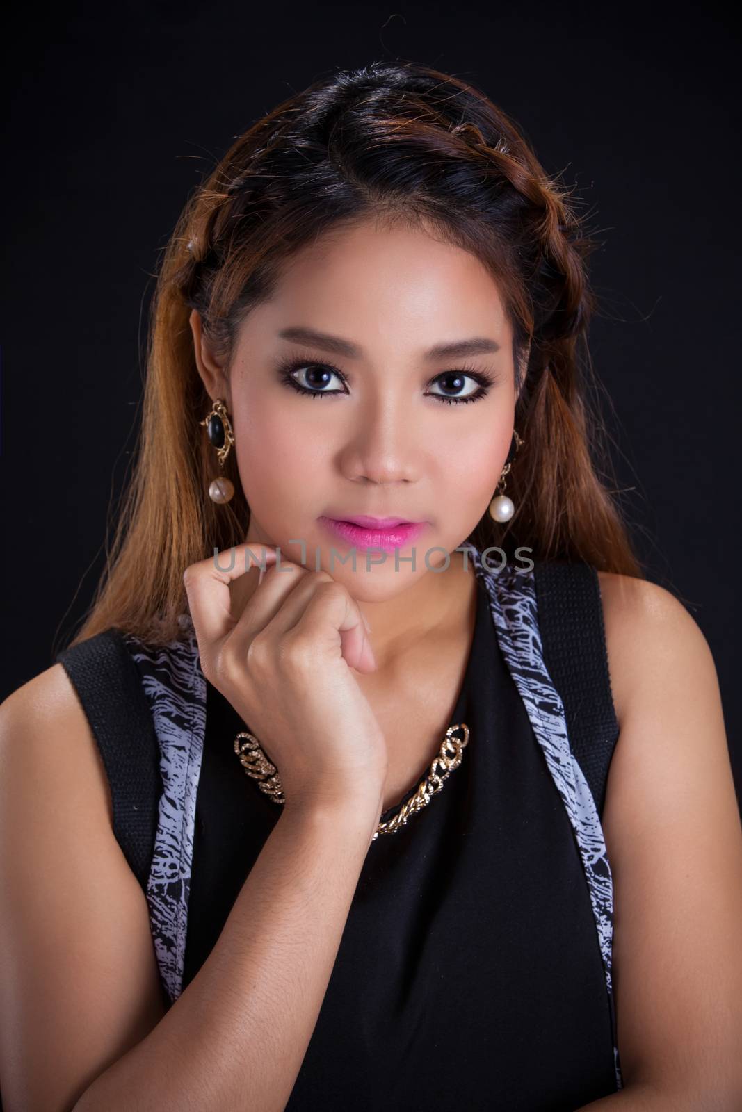 Portrait of young Asian girl - vintage style close-up