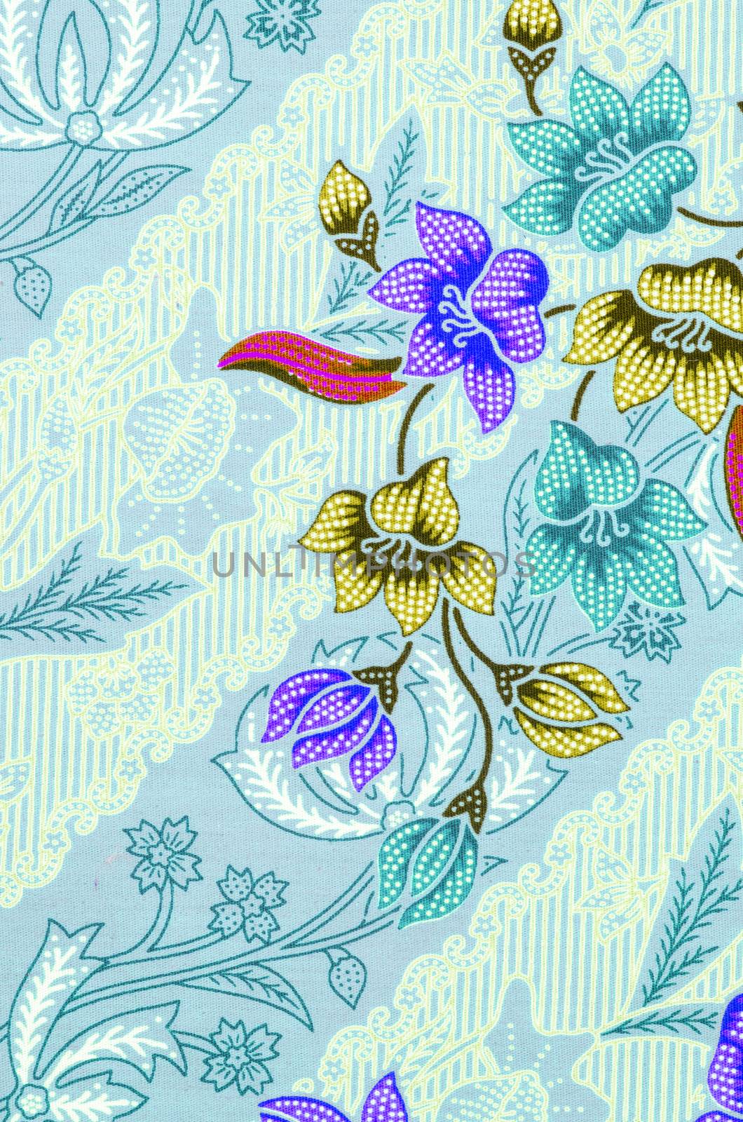 Beautiful flower pattern background on batik fabric