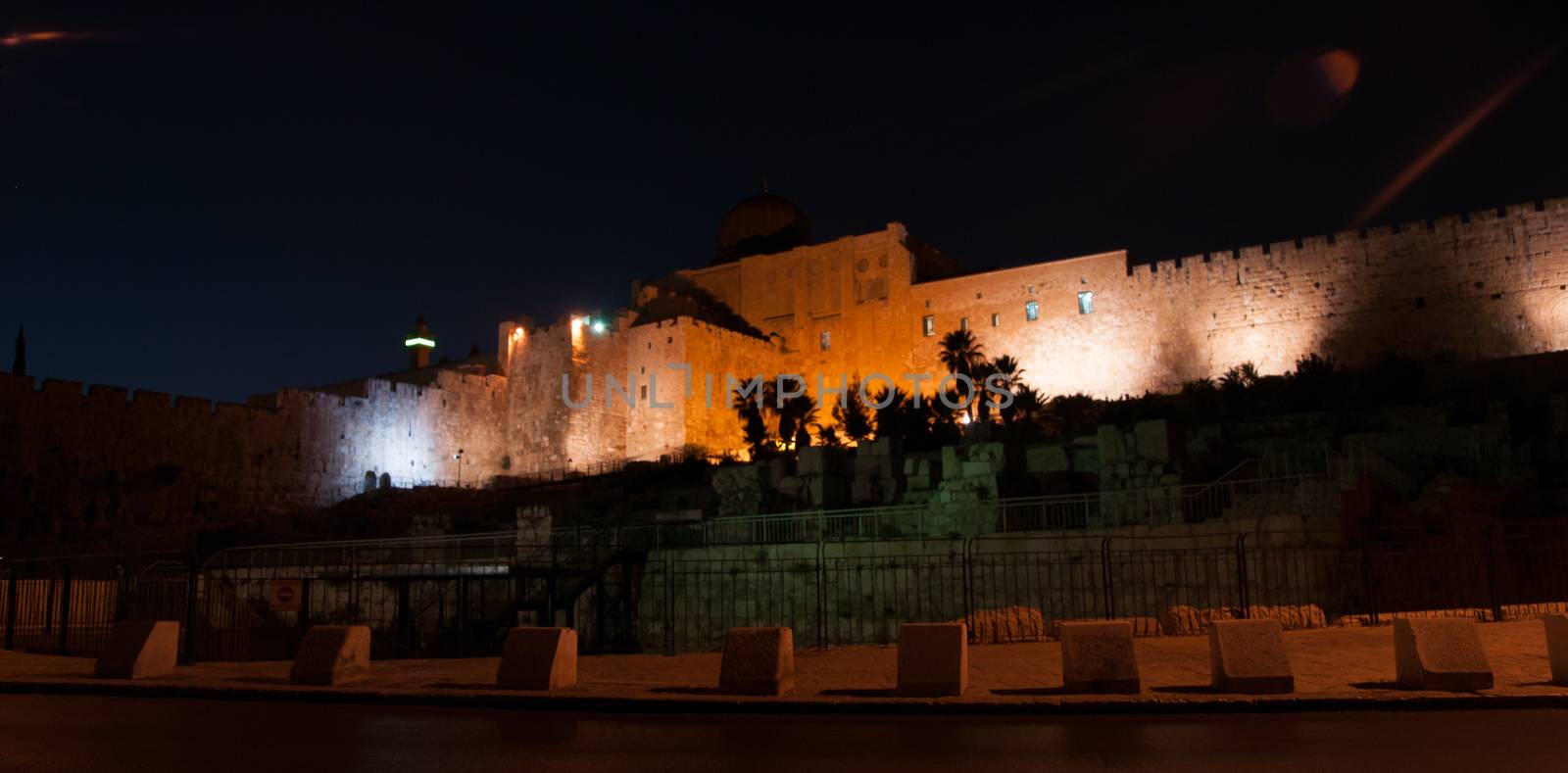 Jerusalem old city night view for tourism