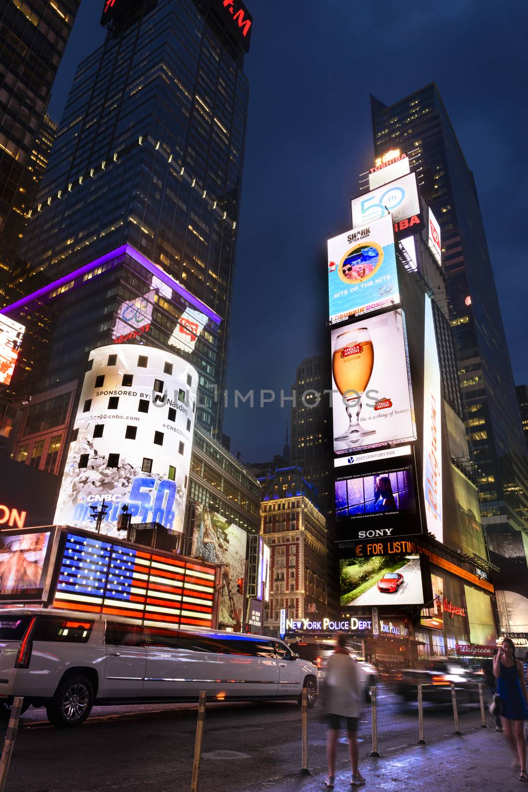 NEW YORK CITY -JULY 09: Times Square, featured with Broadway Theaters and animated LED signs, is a symbol of New York City and the United States, July 09, 2015 in Manhattan, New York City. USA.
